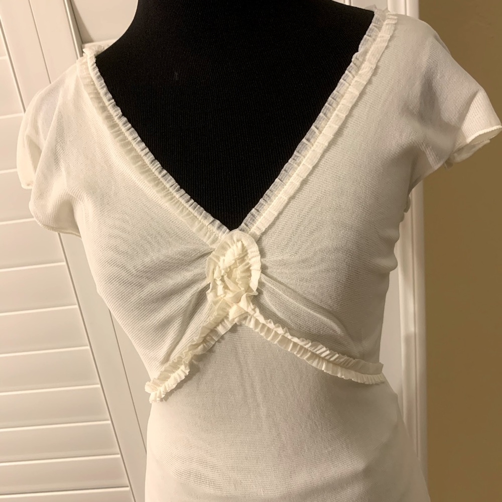 Studio M ivory mesh knit top NWT size XS